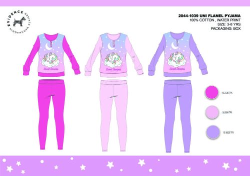 Winter thick cotton children's pajamas - flannel pajamas - Unicorn - light pink - 110