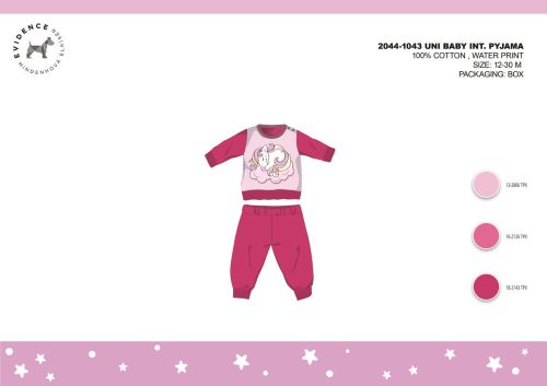 Téli pamut interlock baba pizsama - Unikornis - pink - 86