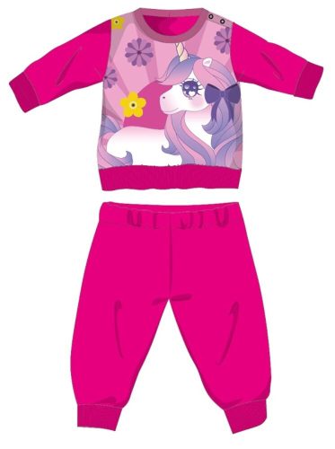 Unikornis téli vastag baba pizsama - pamut flanel pizsama - pink - 98