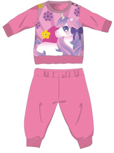 Unikornis téli vastag baba pizsama - pamut flanel pizsama - rózsaszín - 86