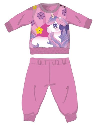 Unikornis téli vastag baba pizsama - pamut flanel pizsama - sötétrózsaszín - 86
