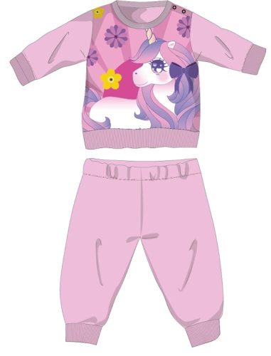 Unikornis téli vastag baba pizsama - pamut flanel pizsama - világosrózsaszín - 86
