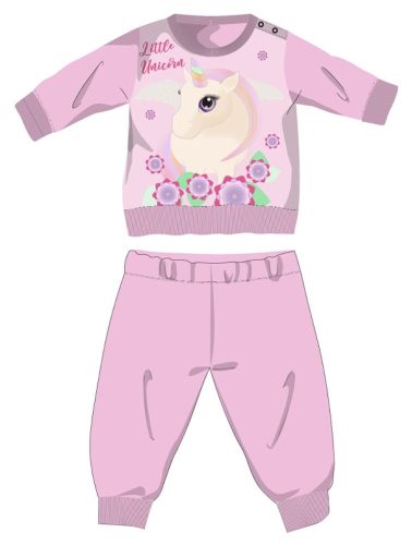 Unikornis téli pamut baba pizsama - interlock pizsama - világosrózsaszín - 80