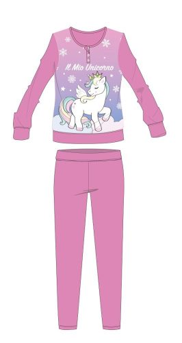 Unikornis téli vastag gyerek pizsama - pamut flanel pizsama - mályva - 110