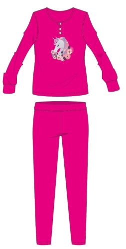 Unikornis pamut flanel pizsama - téli vastag gyerek pizsama - pink - 110