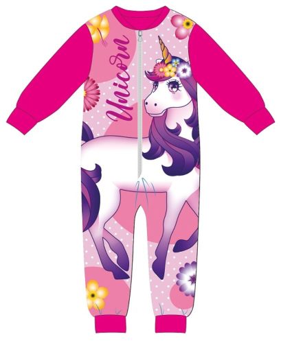 Unikornis egyberészes kezeslábas gyerek pizsama - interlock pamut pizsama - pink - 104