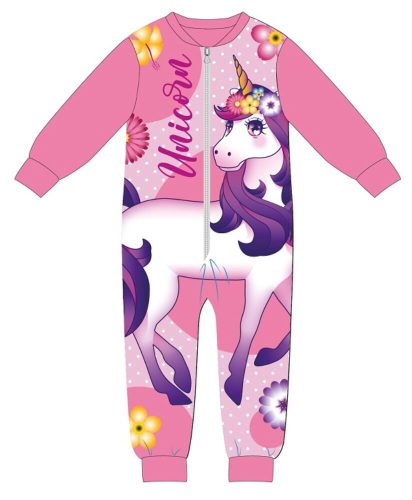 Unikornis egyberészes kezeslábas gyerek pizsama - interlock pamut pizsama - rózsaszín - 116