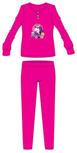 Unikornis téli pamut gyerek pizsama - interlock pizsama - pink - 104