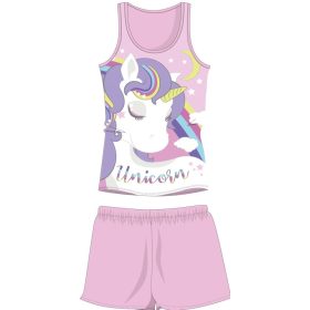   Pigiama estivo per bambini senza maniche con unicorno - pigiama in cotone - rosa chiaro