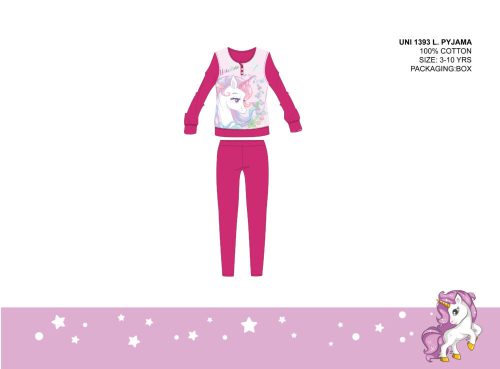 Unikornis vékony pamut gyerek pizsama - jersey pizsama - pink - 98