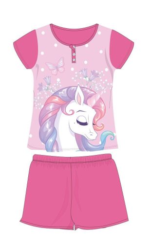 Unicorn summer short-sleeved children's pajamas - cotton jersey pajamas - pink - 116