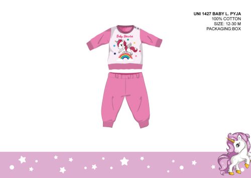 Unicorn baby pajamas - jersey cotton pajamas - pink - 86