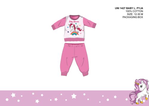Unikornis baba pizsama - jersey pamut pizsama - rózsaszín - 92