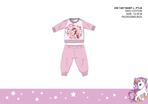 Dětské pyžamo Unicorn - bavlněné žerzejové pyžamo - světle růžové - 92
