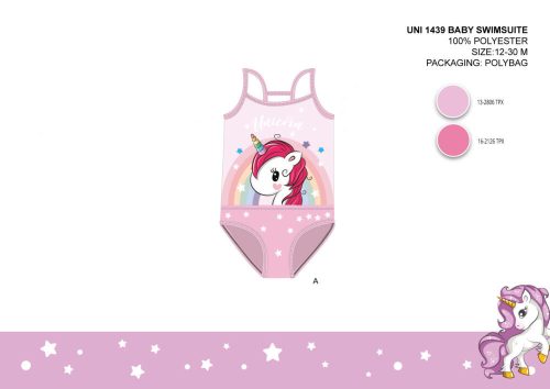 Unikornis baba egyrészes fürdőruha kislányoknak - világosrózsaszín - 98