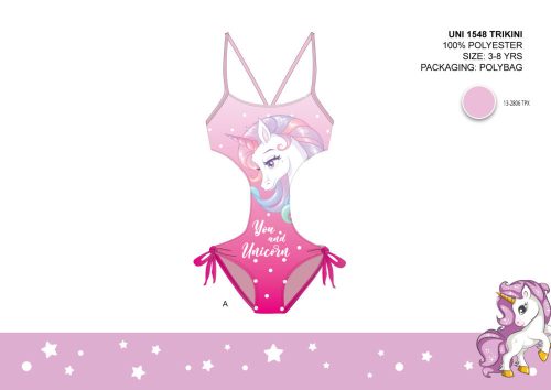 Unikornis kislány fürdőruha - trikini - pink - 104