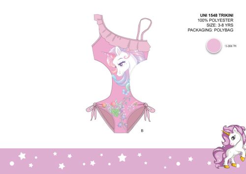 Costume da bagno unicorno per bambine - trikini - rosa chiaro - 98