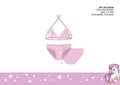 Costume da bagno in due pezzi unicorno per ragazze - bikini con top a triangolo - rosa chiaro - 104