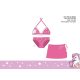 Completo costume da bagno unicorno per bambina - bikini con top a triangolo + gonna - rosa - 110