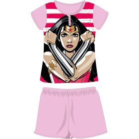   Pigiama estivo per bambini in cotone a maniche corte Wonder Woman - pigiama in jersey - rosa chiaro