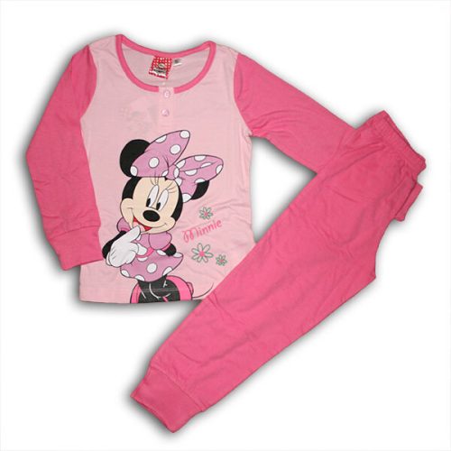 Long-sleeved cotton children's pajamas - Minnie Mouse - pink