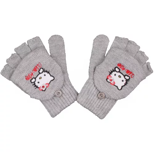 Hello Kitty szürke visszahajtható kesztyű