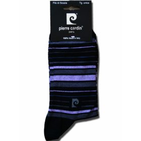   Férfi mercerizált öltönyzokni - pamut bokazokni - 41-45 - csíkos - Pierre Cardin